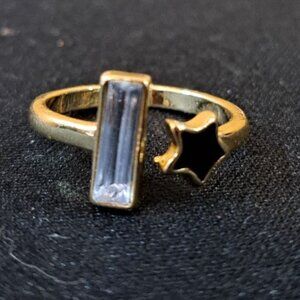 Gold Plated Adjustable Ring With Star & Bar Design Size 6/7